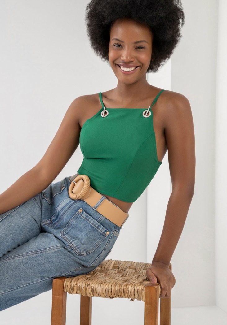 Camisole écourté en crêpe avec oeillets - LEZ A LEZ - 7230L - Lez a Lez
