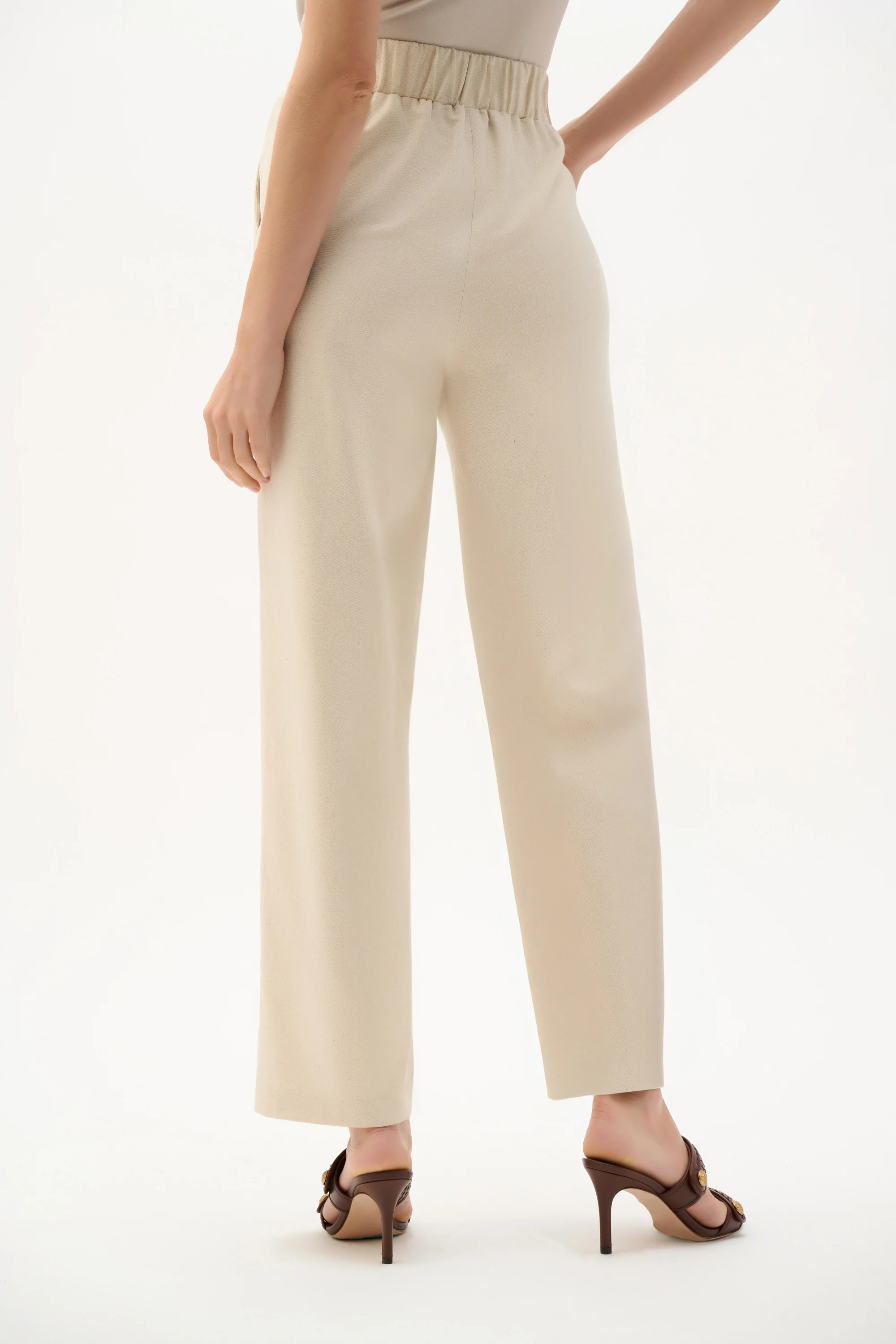 Ensemble haut sans manches et pantalon à enfiler en lin tissé – JOSEPH RIBKOFF