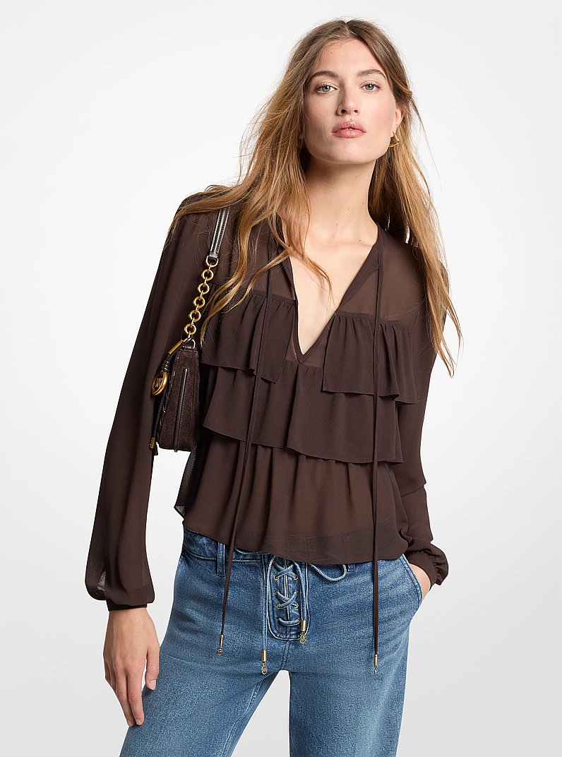 Blouse georgette - MICHAEL KORS - MF641477R3 - Michael Kors