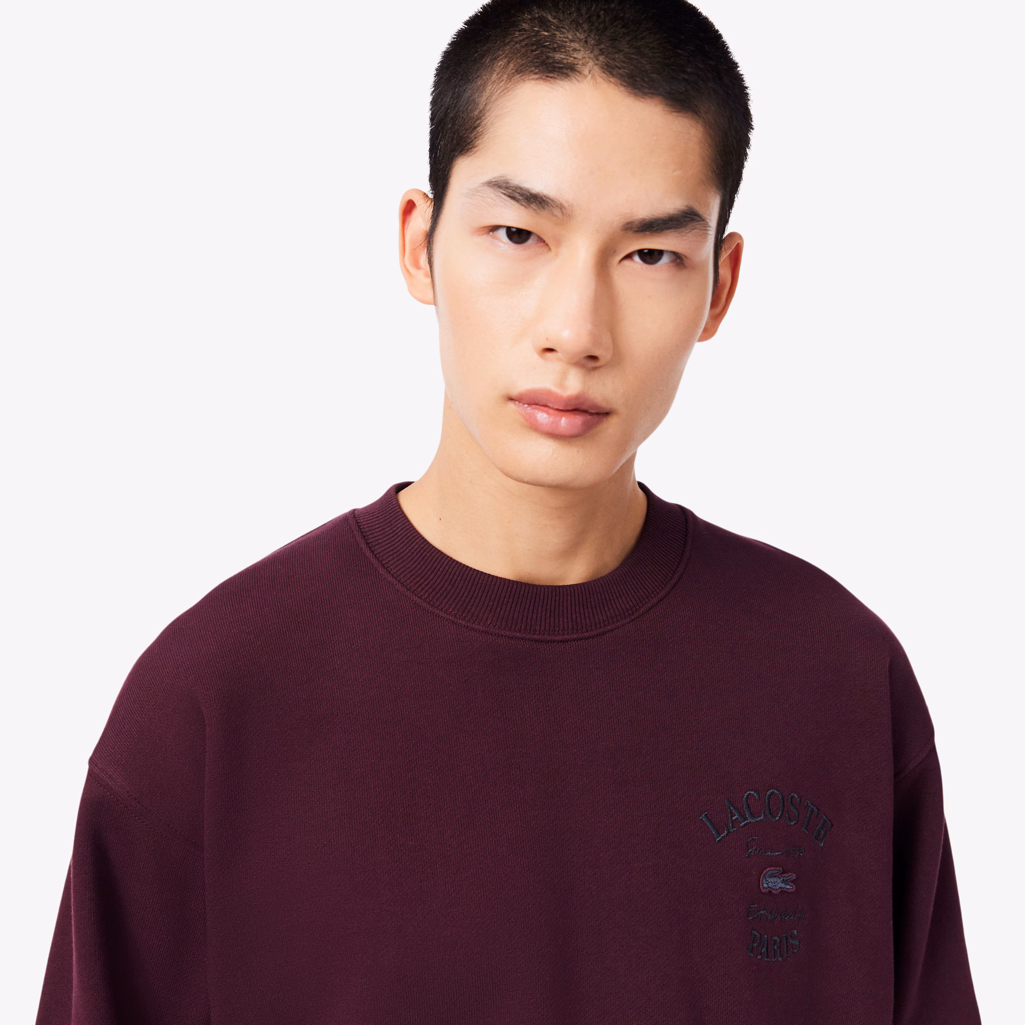 Sweatshirt brodé à col rond – LACOSTE