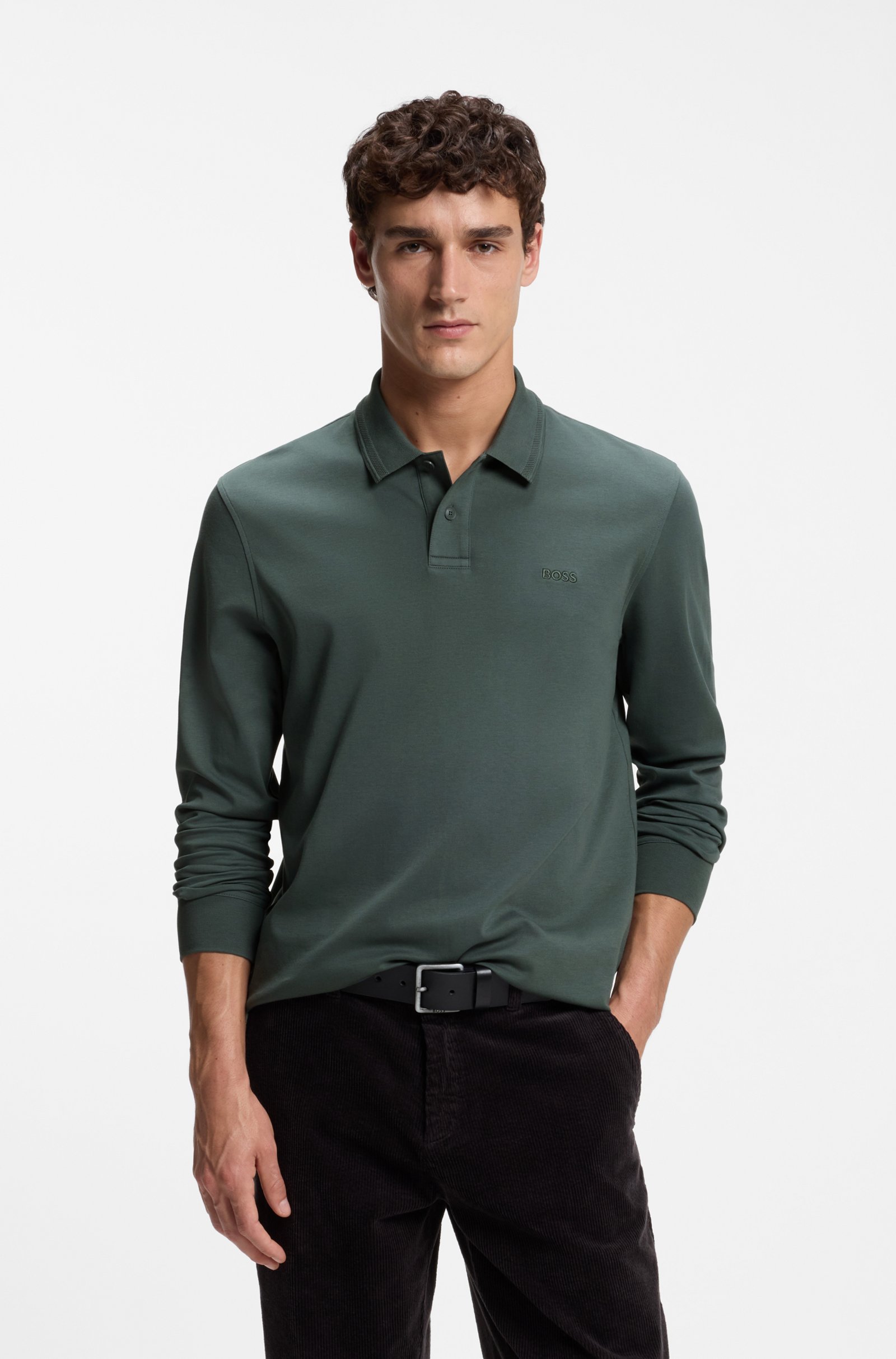 Polo Interlock manches longues - HUGO BOSS - 50527525-377 - Hugo Boss