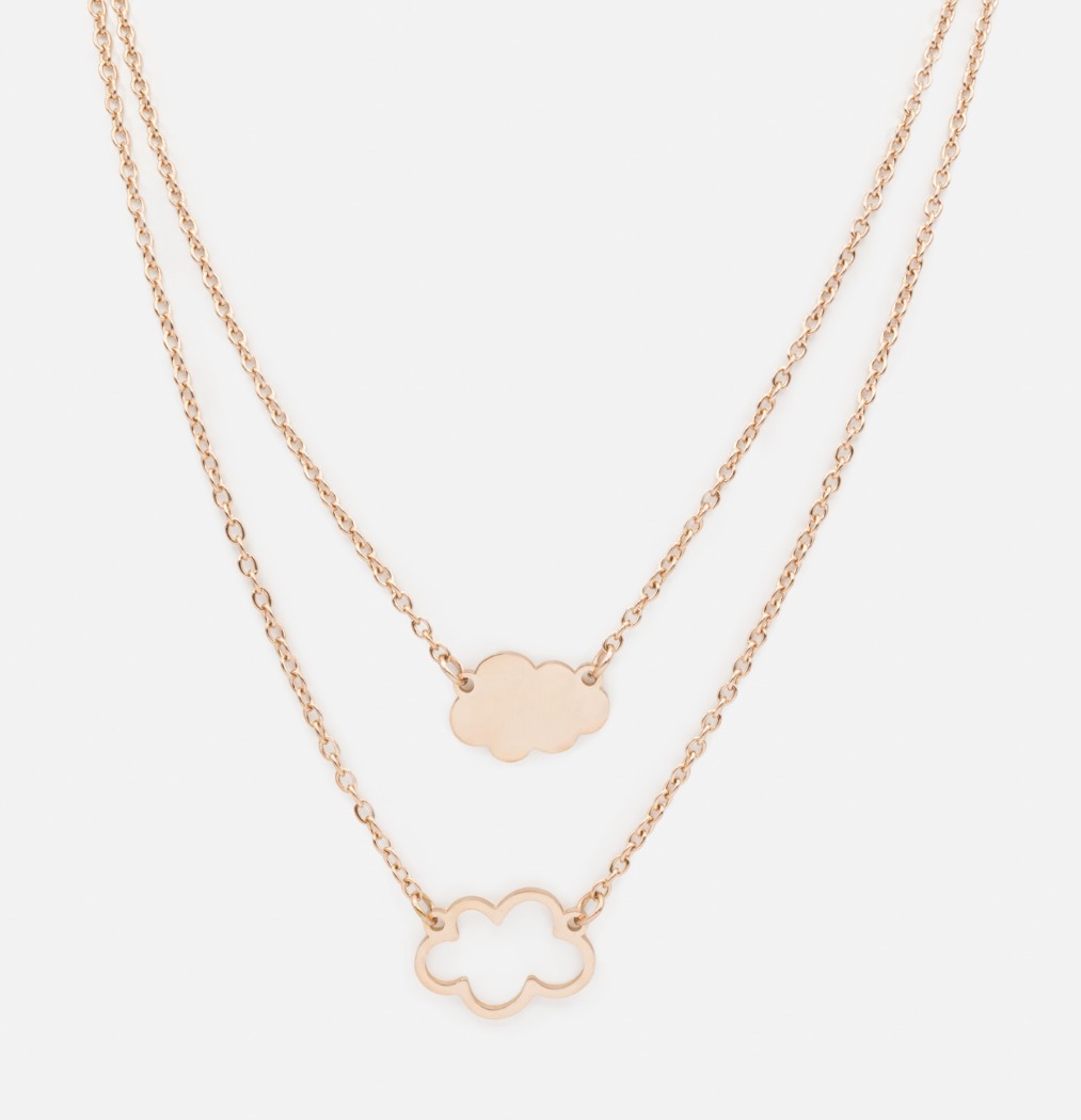 Duo de colliers nuages rose doré Mini & Me en acier inoxydable - BIZOU - ss241k010rg - Boutique