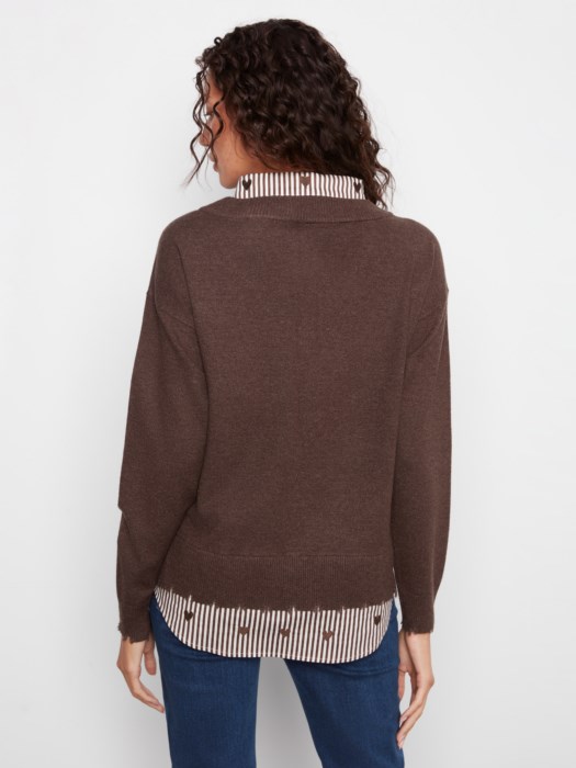 Pull avec chemise brodée - CHARLIE B