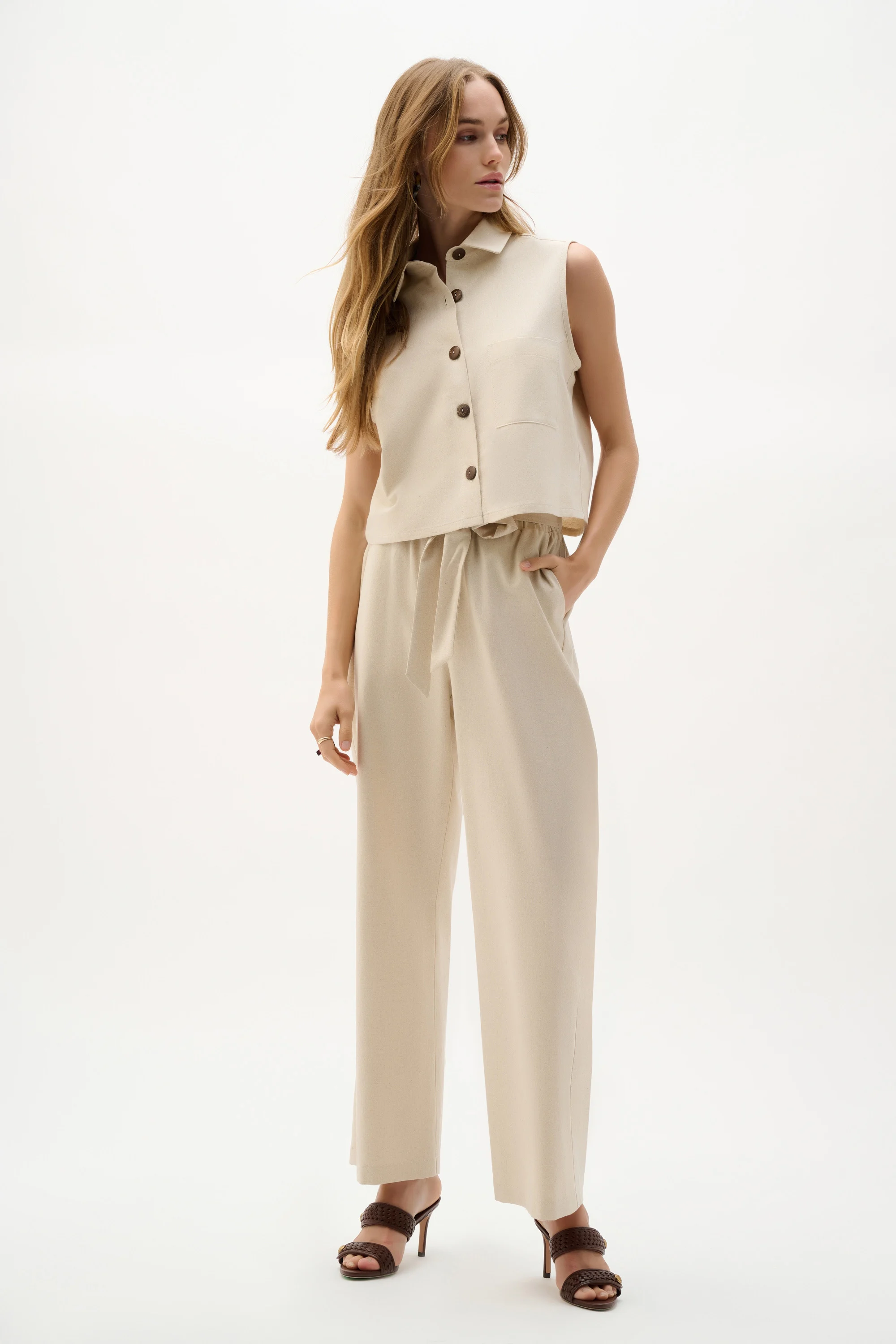Ensemble haut sans manches et pantalon à enfiler en lin tissé – JOSEPH RIBKOFF - 262040 - Joseph Ribkoff