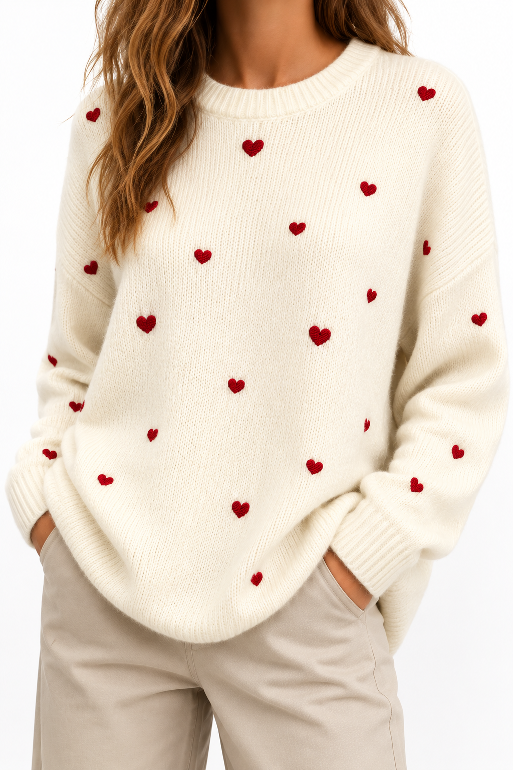 Pull cœur brodé – APRICOT - X254187 - APRICOT