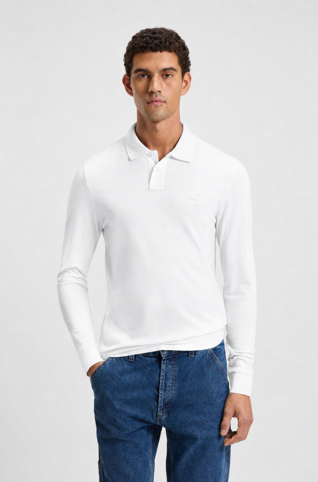Polo à manches longues avec patch logo - HUGO BOSS - 50507704-100 - Hugo Boss