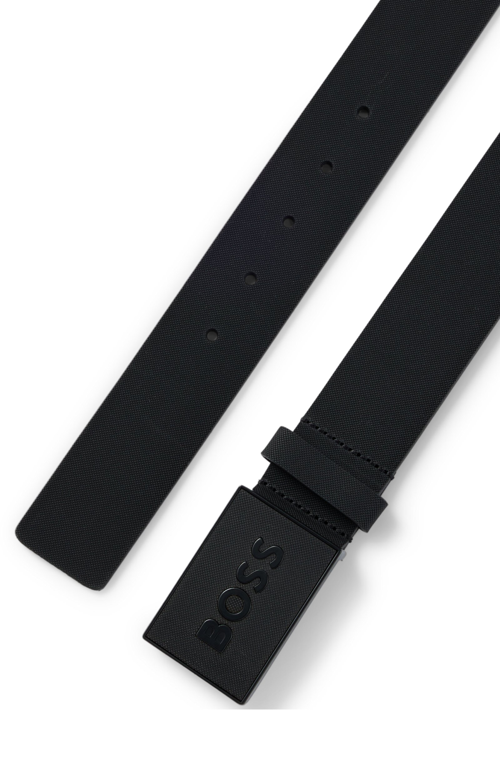 Ceinture en cuir italien en relief avec boucle - HUGO BOSS 