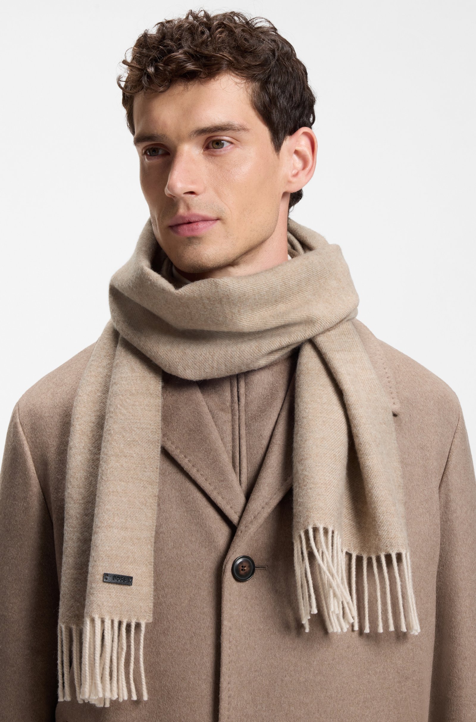 Foulard réversible en laine avec logo – HUGO BOSS