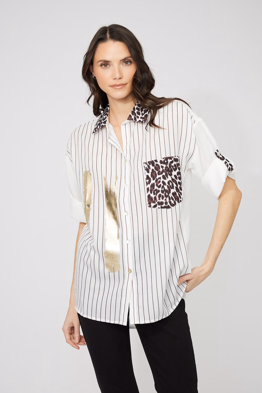 Chemisier à détail léopard – FRANK LYMAN - 261653 - Frank Lyman