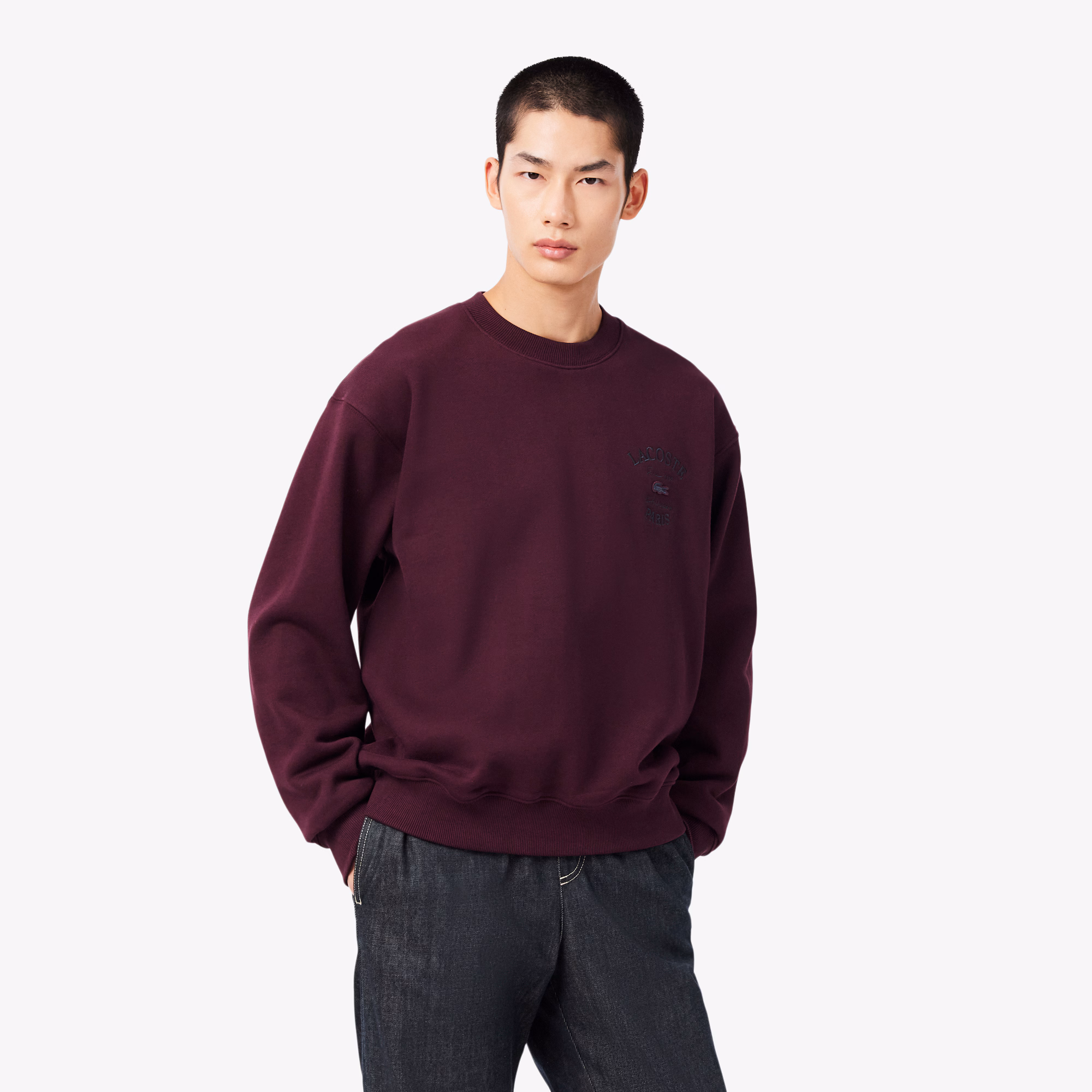 Sweatshirt brodé à col rond – LACOSTE - SH9785-3KE - LACOSTE