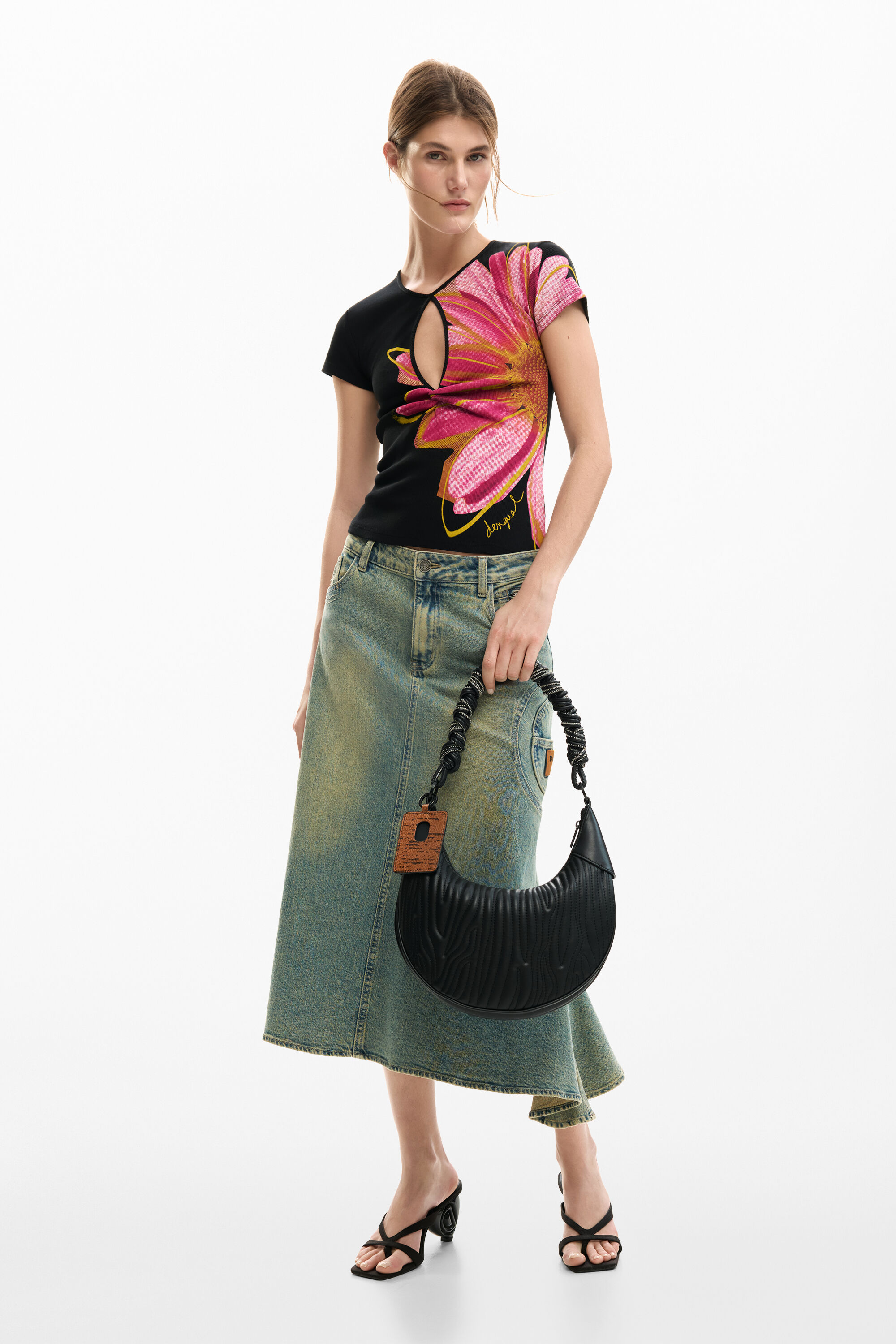 T-shirt motif floral découpé – DESIGUAL