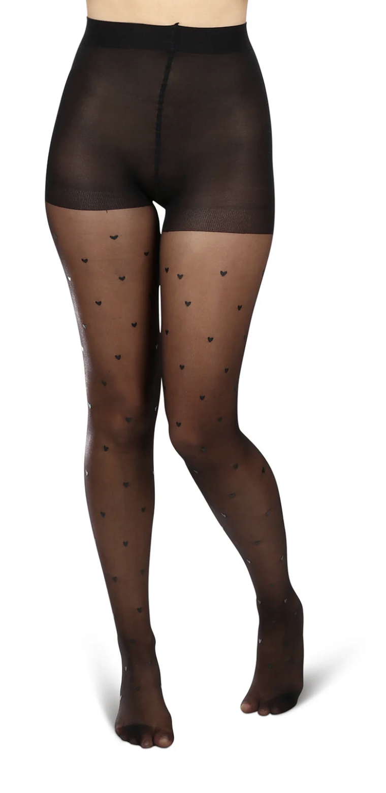 Collants en nylon avec motifs cœurs&nbsp;- ME MOI - mts08502 - Me Moi 