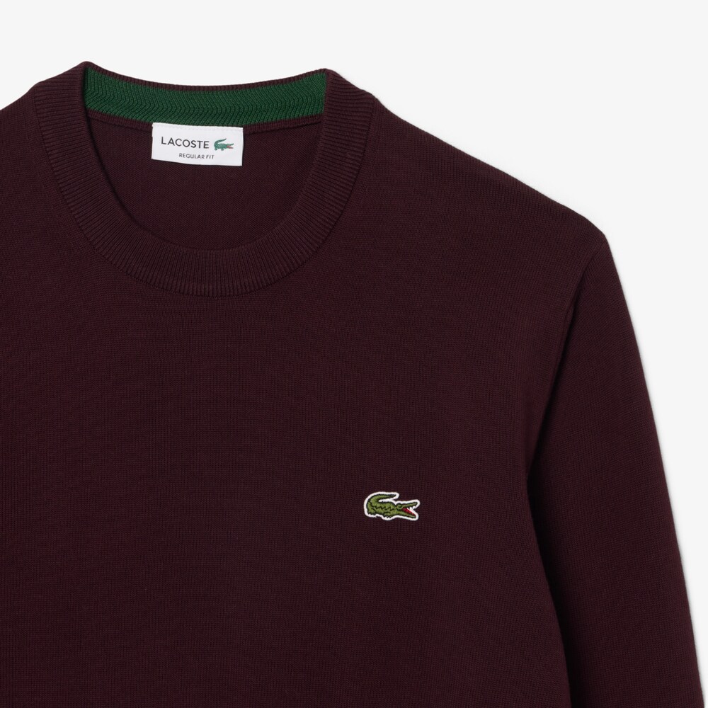 Pull à col rond en coton biologique uni - LACOSTE