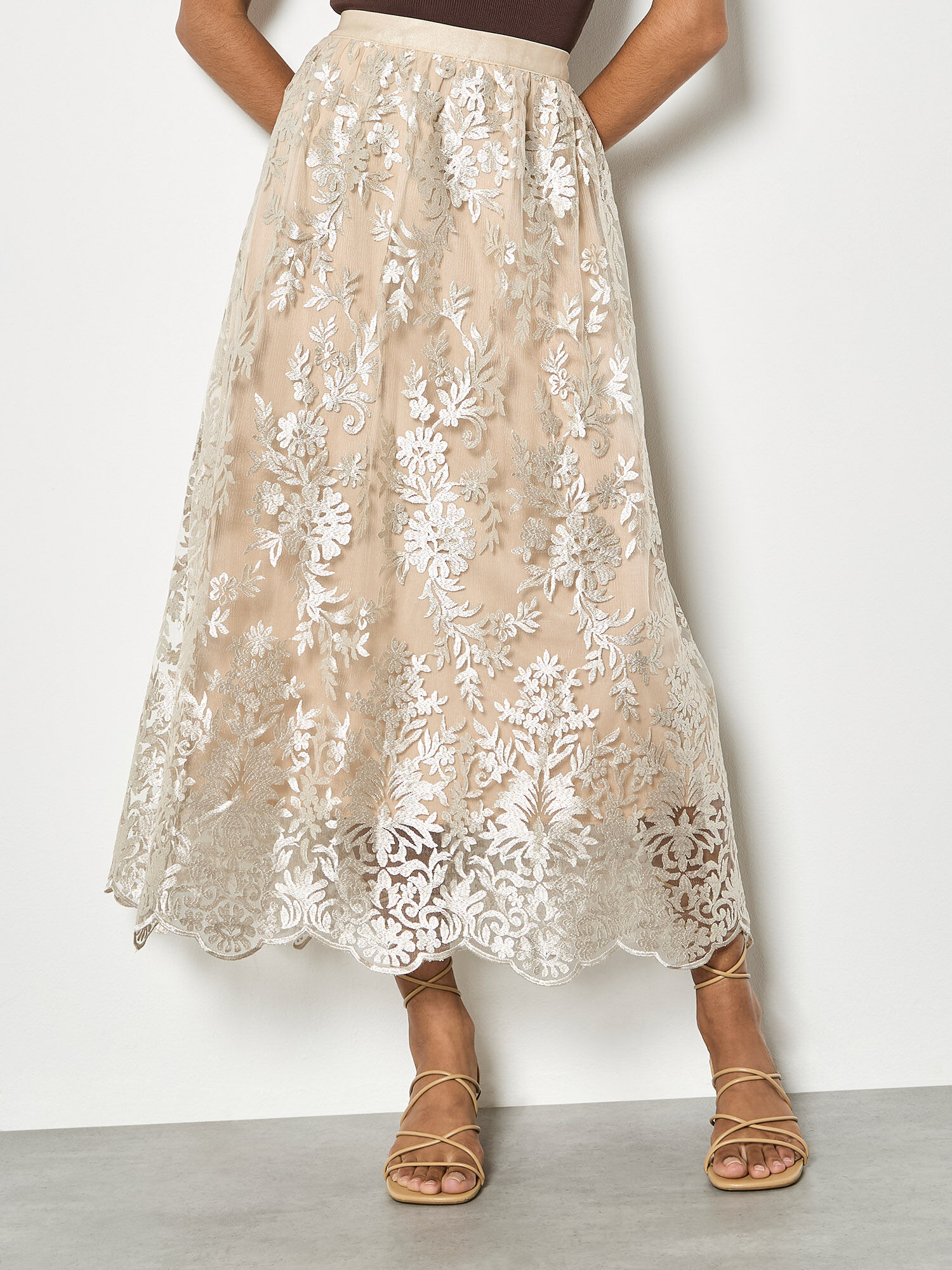 Jupe en maille transparente – APRICOT - X191116 - APRICOT