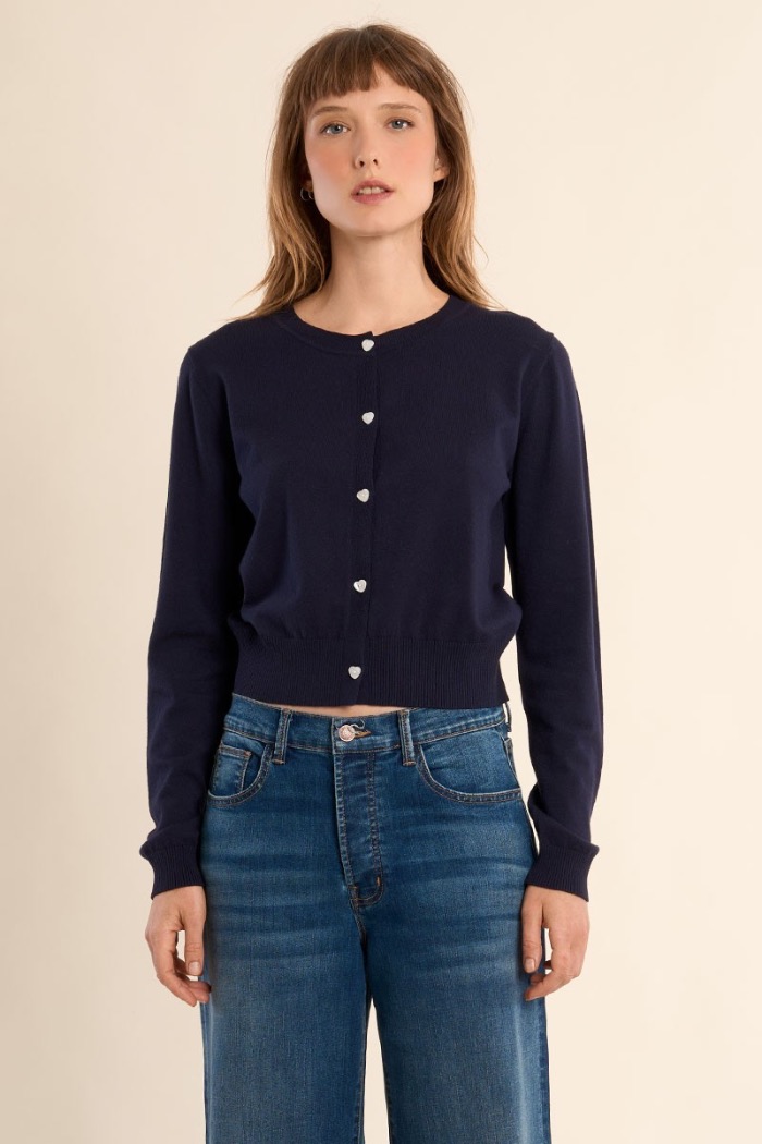 Cardigan boutonné, détails coeur - MOLLY BRACKEN - E1725EP - Molly Bracken