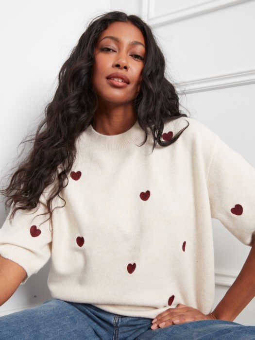 Pull broderies coeur - CHARLIE B