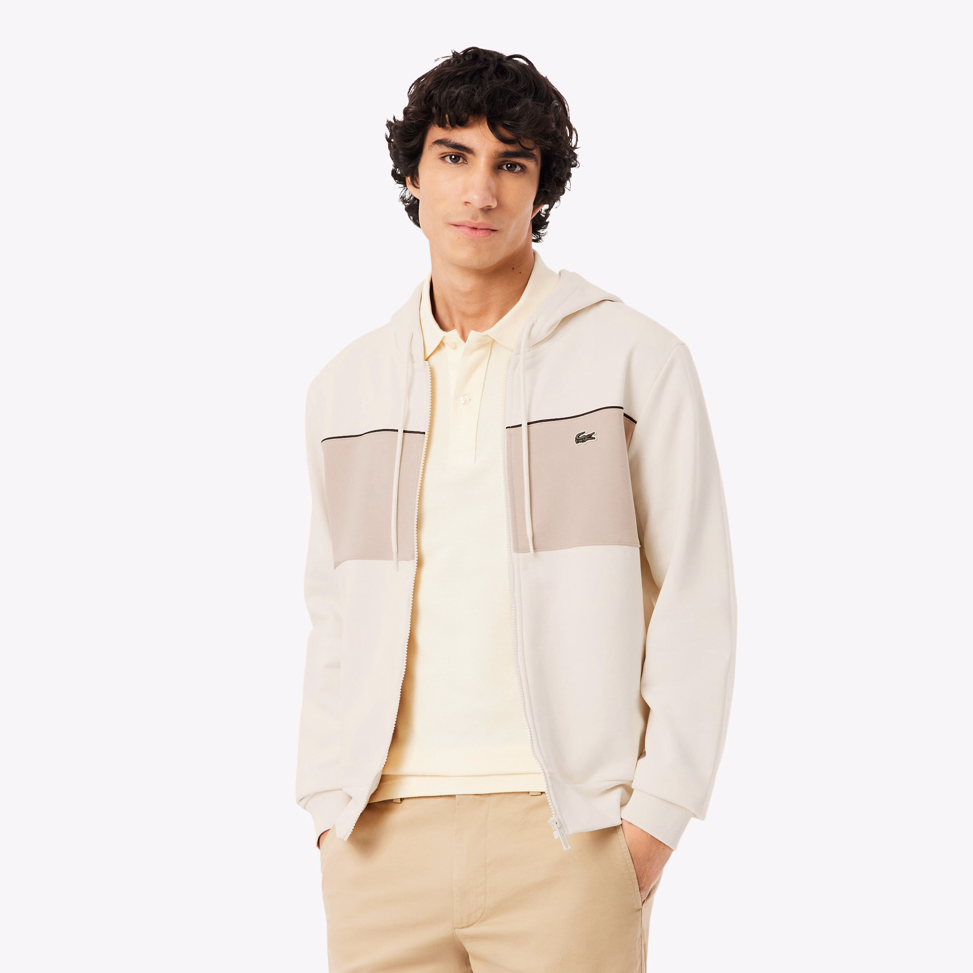 Sweat à capuche zippé color block – LACOSTE