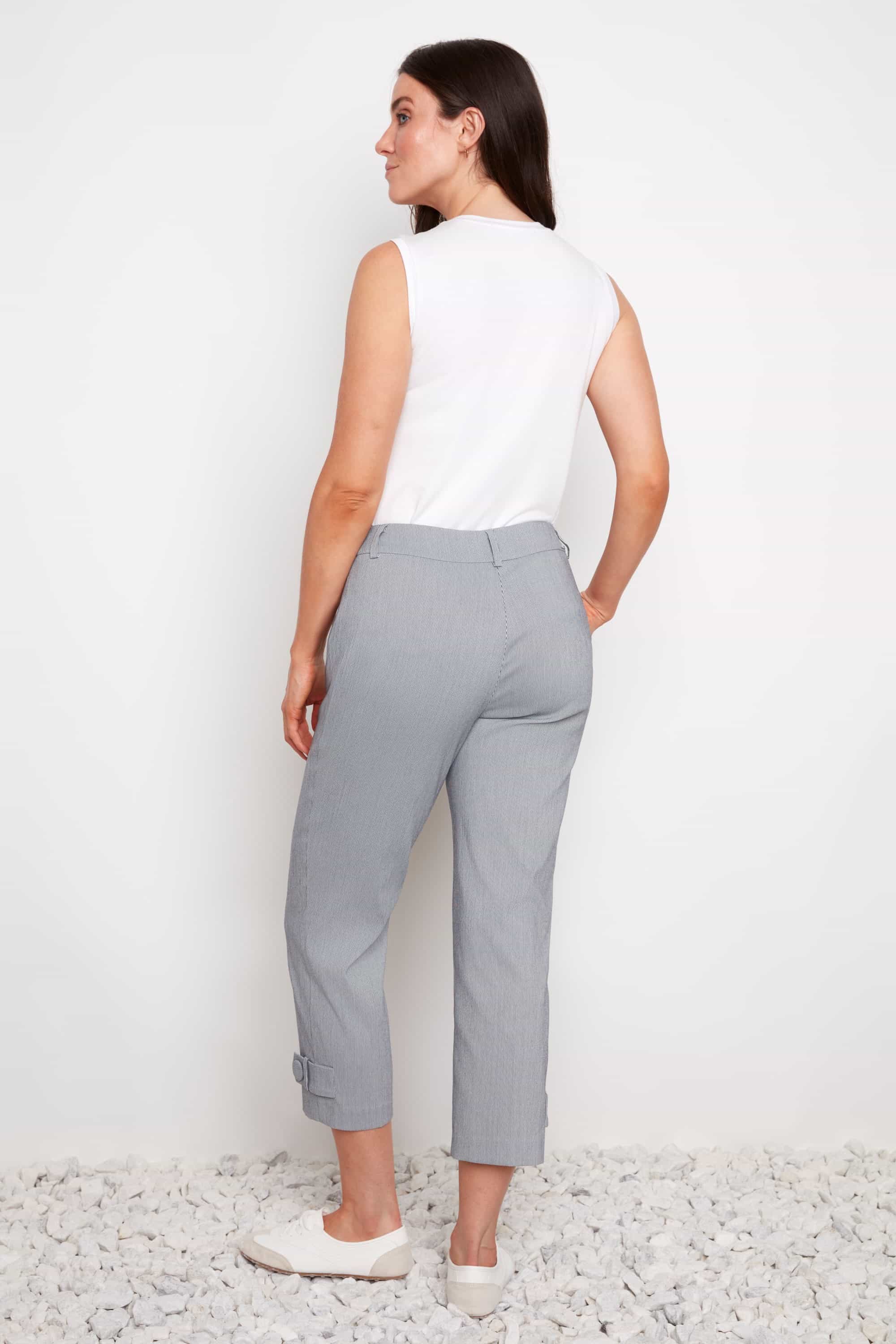 Pantalon 7/8 à rayures et bas boutonnée - UP!
