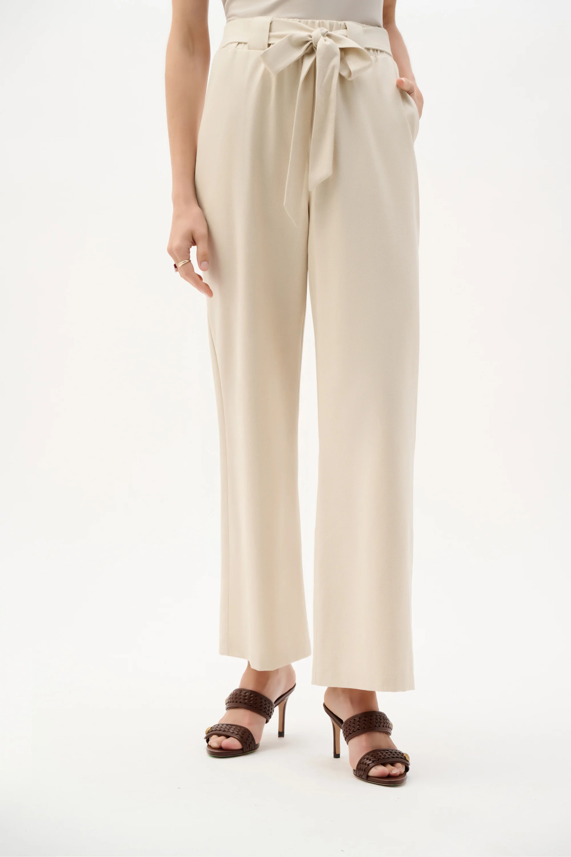 Ensemble haut sans manches et pantalon à enfiler en lin tissé – JOSEPH RIBKOFF