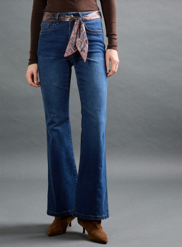 Jeans Lulu à ceinture foulard – APRICOT - X240999 - APRICOT