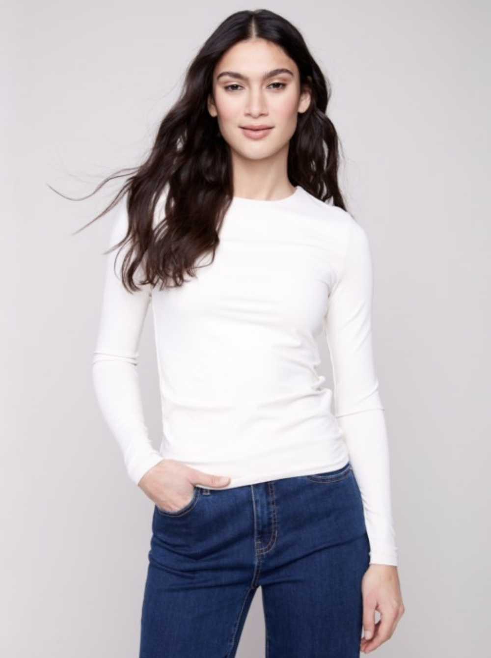Chandail super extensible en tricot double - CHARLIE B - C1367-100 - Charlie B
