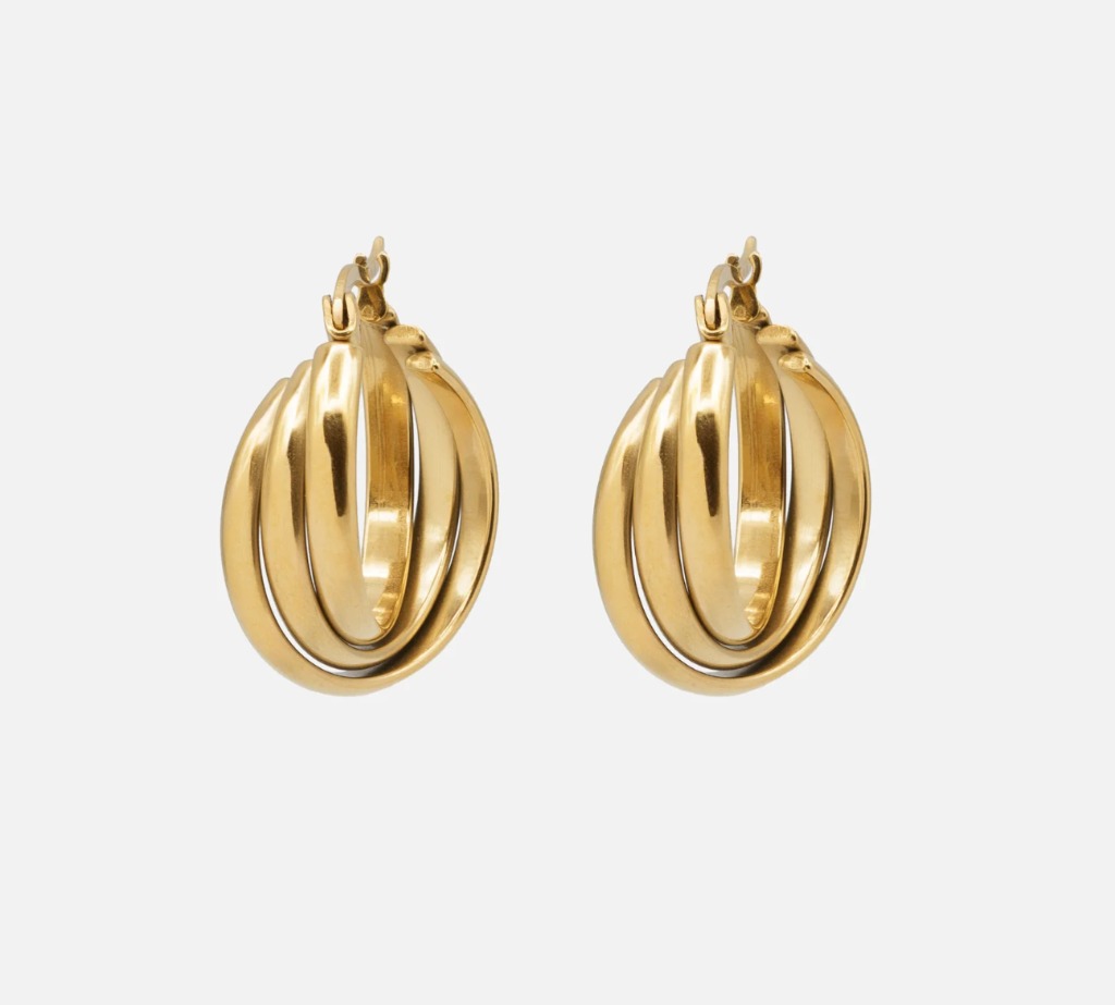 Boucles d'oreilles anneaux dorés entremêlés - BIZOU - PR251E007GL - Bizou