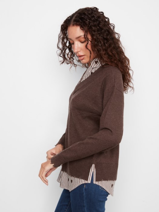Pull avec chemise brodée - CHARLIE B