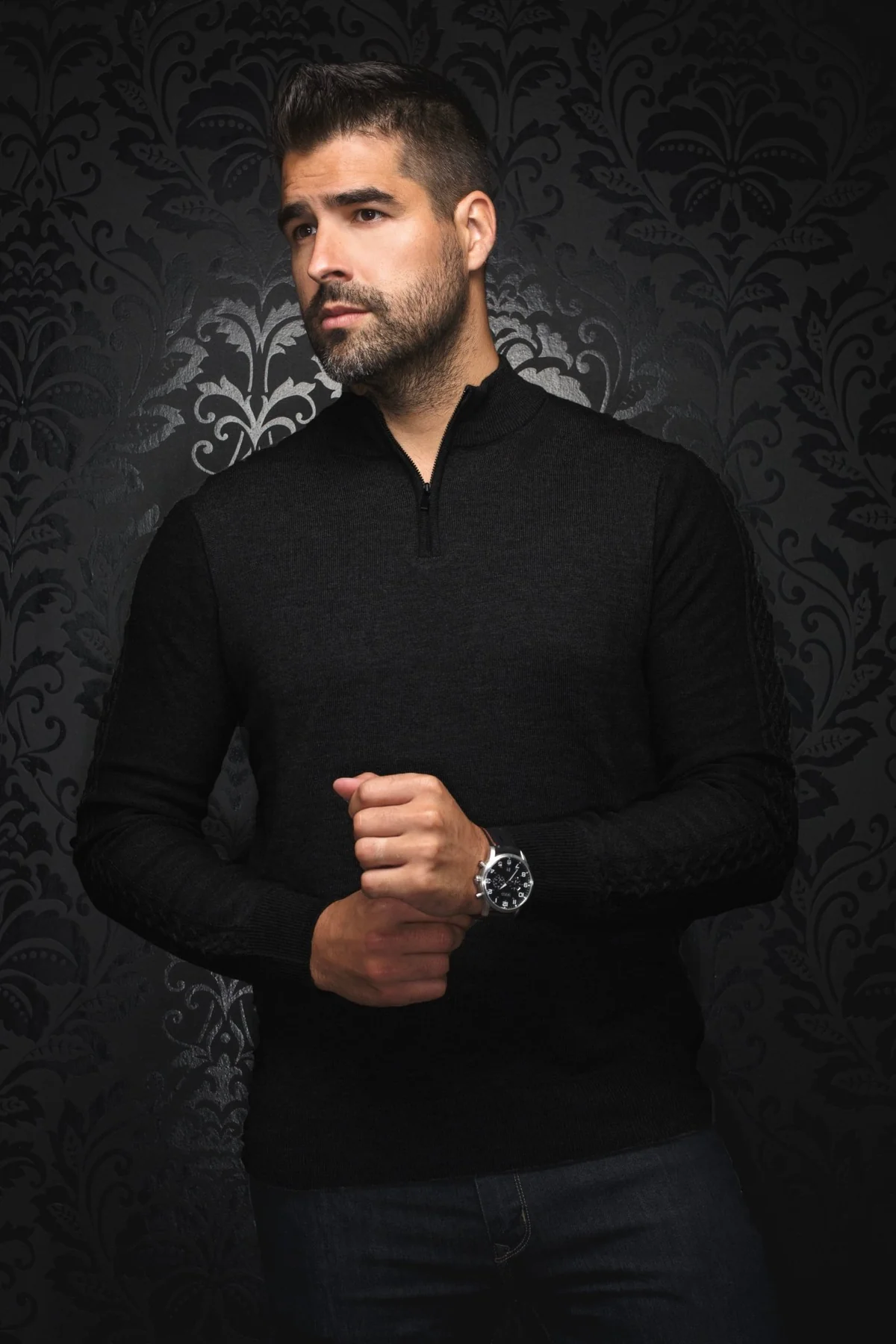 Chandail avec demi zip Mesta noir - AU NOIR - MESTA - AU NOIR