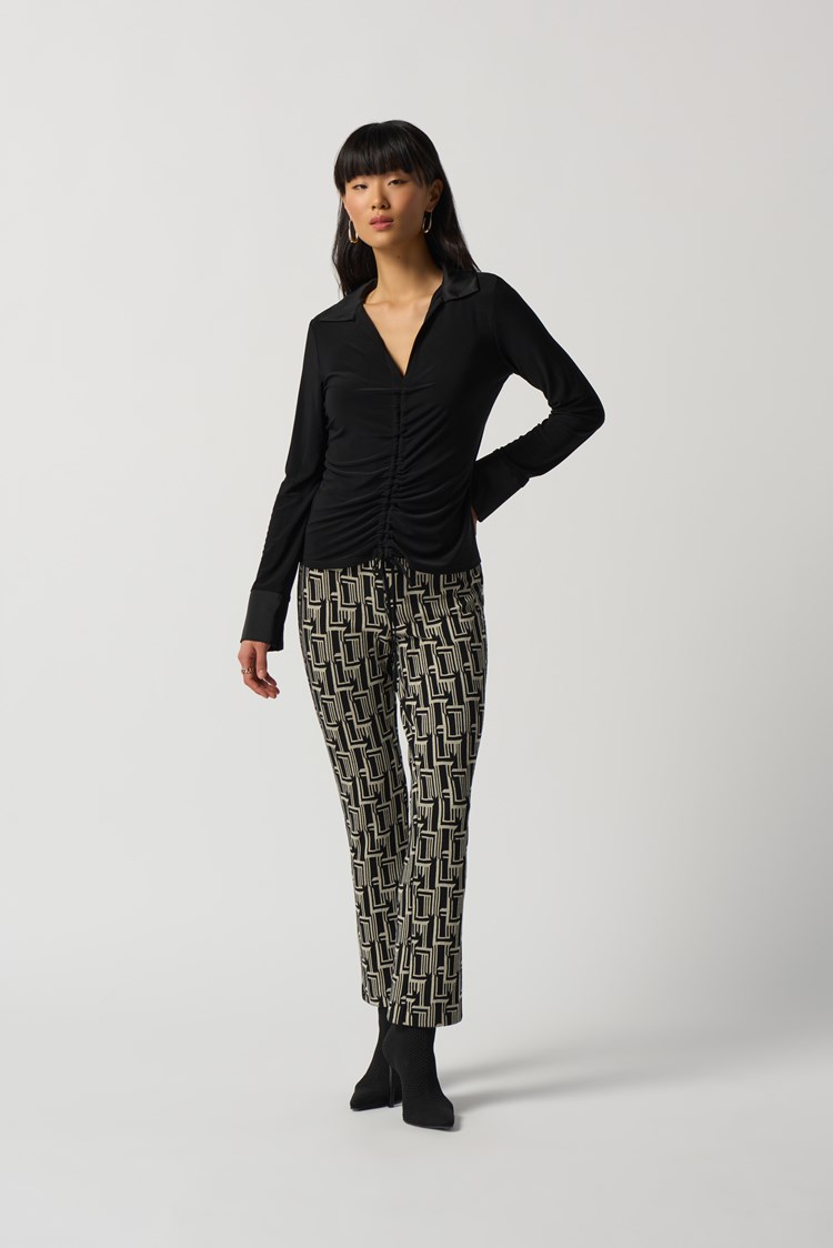 Haut froncé en tricot et satin - JOSEPH RIBKOFF - 233220 - Joseph Ribkoff