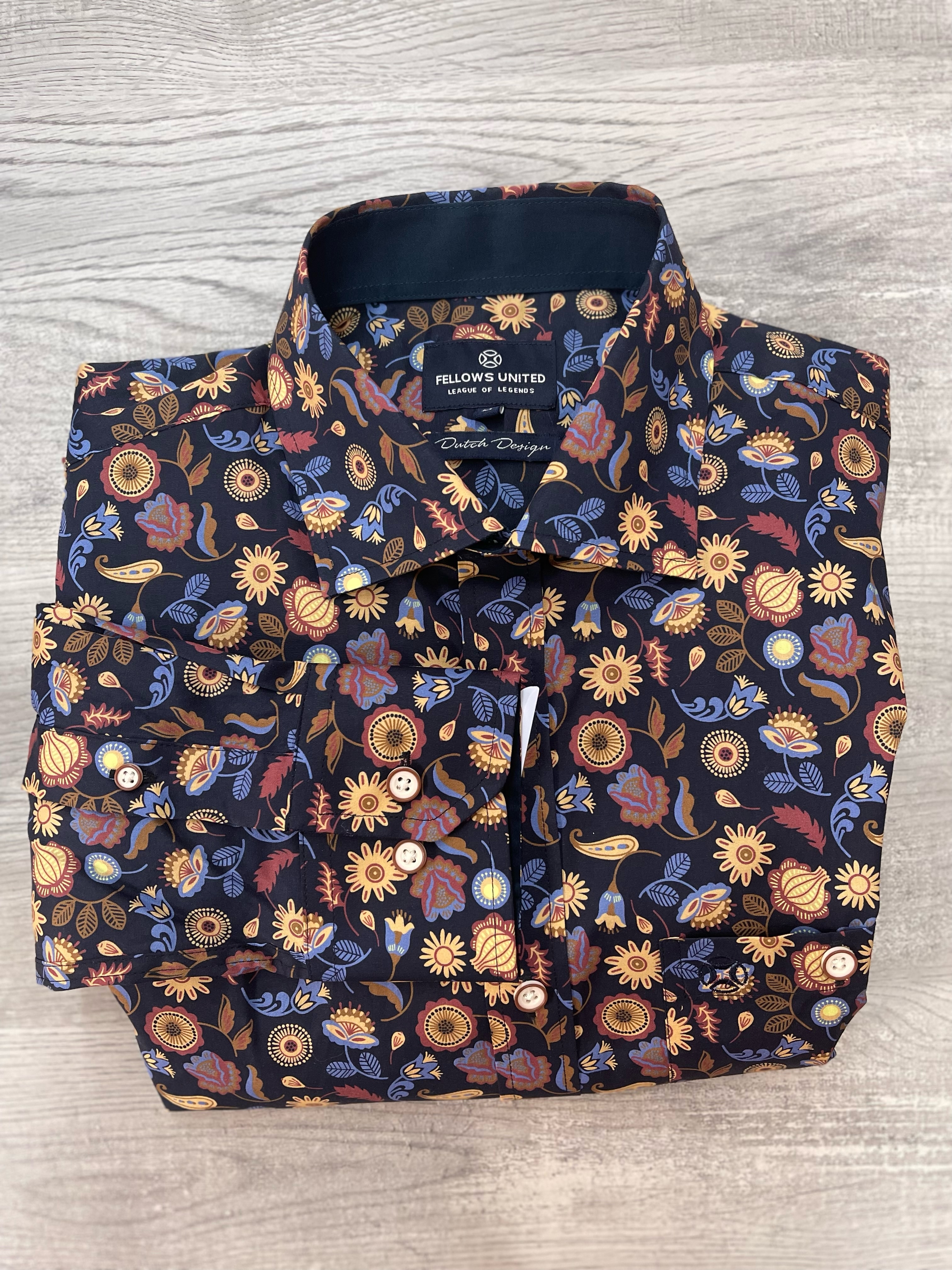 Chemise à fleurs jaunes moutarde - FELLOWS UNITED - - Fellows United