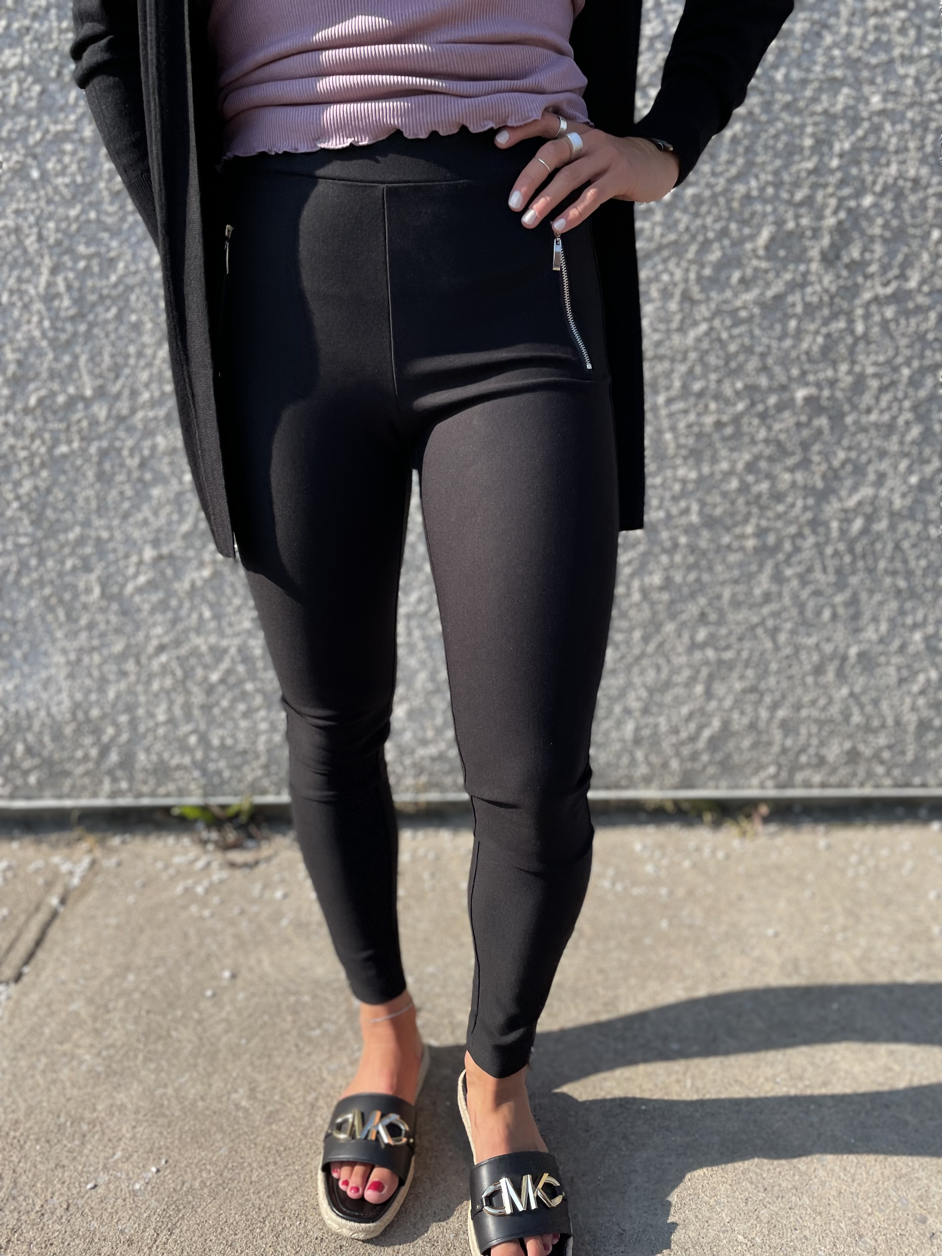 Pantalon noir sans armatures avec zip argent - FRANK LYMAN S