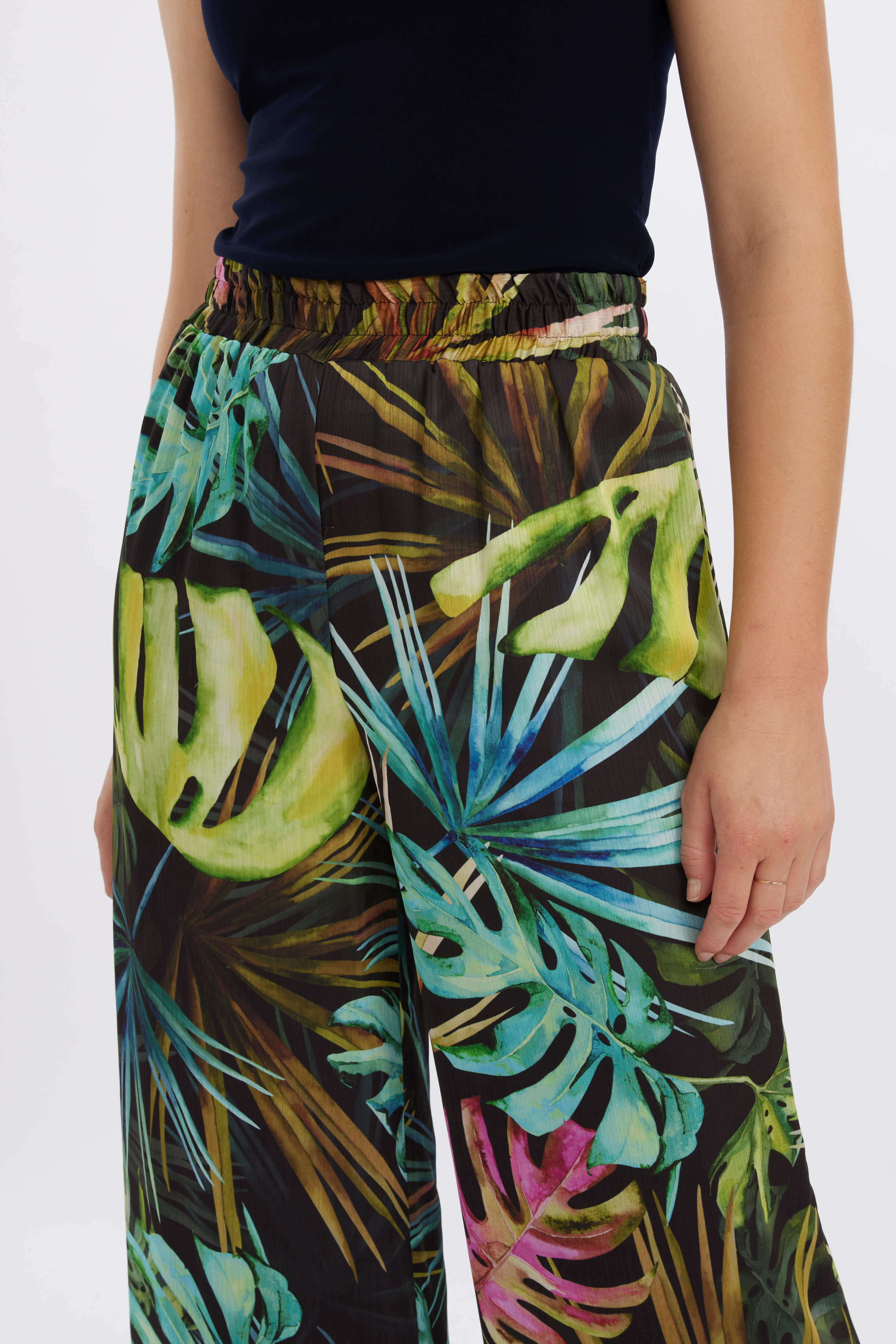 Pantalon à jambes large et imprimé tropical - FRANK LYMAN 10