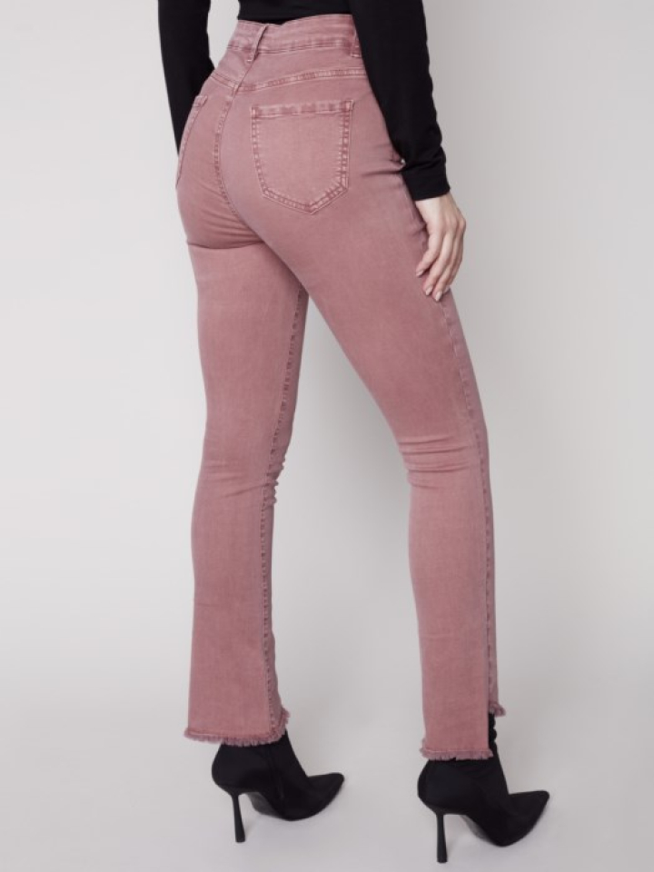 Pantalon bootcut avec ourlet asymétrique framboise - CHARLIE B 2