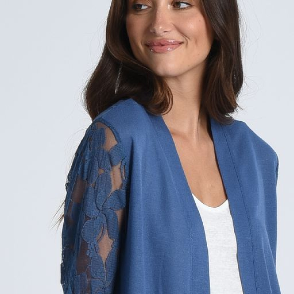 Cardigan bleu avec dentelle au dos - MOLLY BRACKEN XS - - Molly Bracken