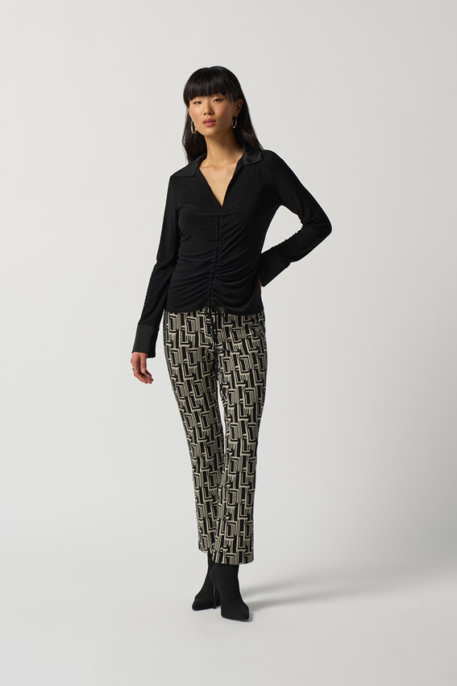 Haut froncé en tricot et satin - JOSEPH RIBKOFF - 233220 - Joseph Ribkoff