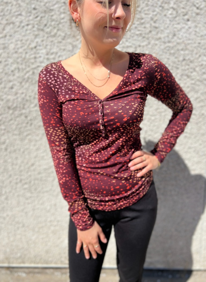 Chandail avec boutons bourgogne - LEZ A LEZ - 4808L - lezalez