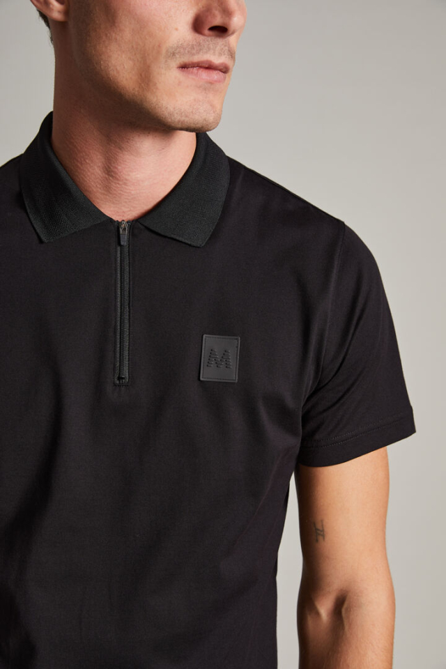 Polo ''poleo'' à zip noir pour homme - MATINIQUE