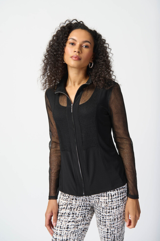 Cardigan zippé en résille - JOSEPH RIBKOFF - 241113 - Joseph Ribkoff