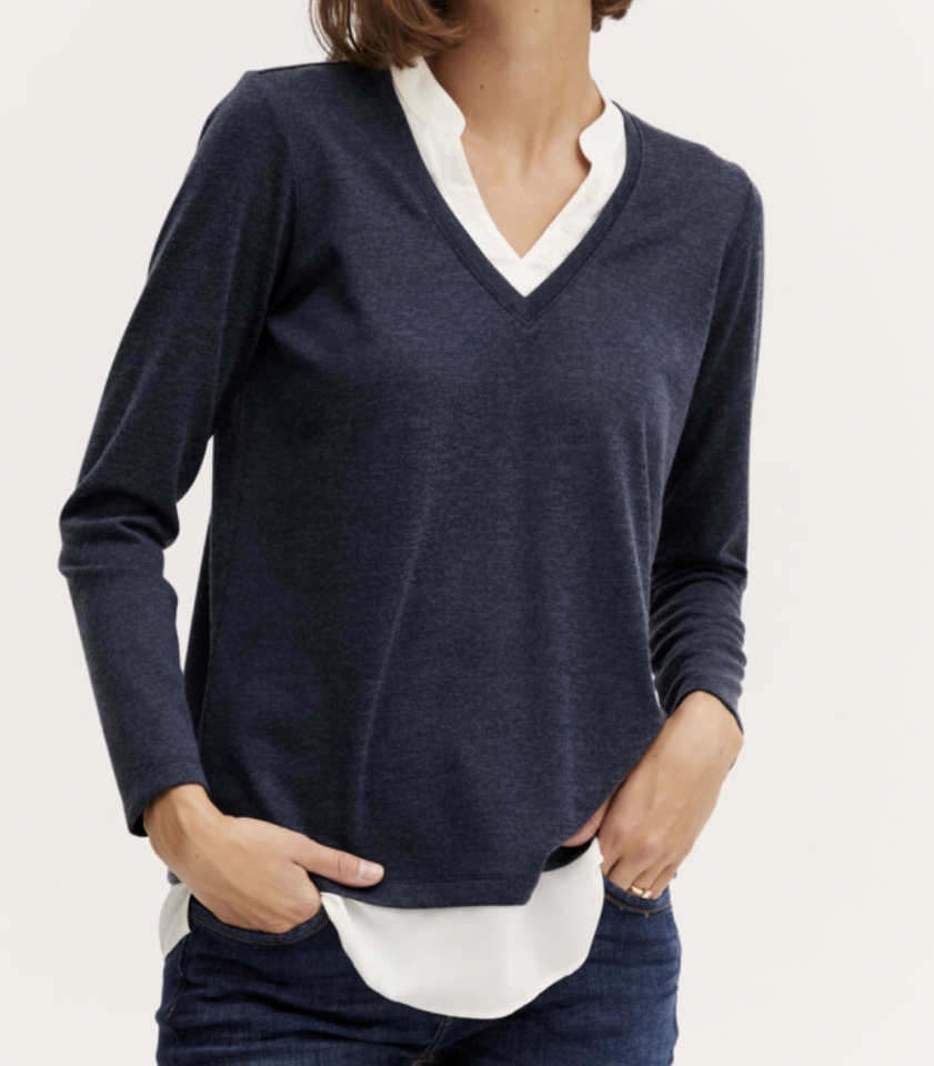 Chandail chemise intégrée ''rexan'' bleu - FRANSA XS