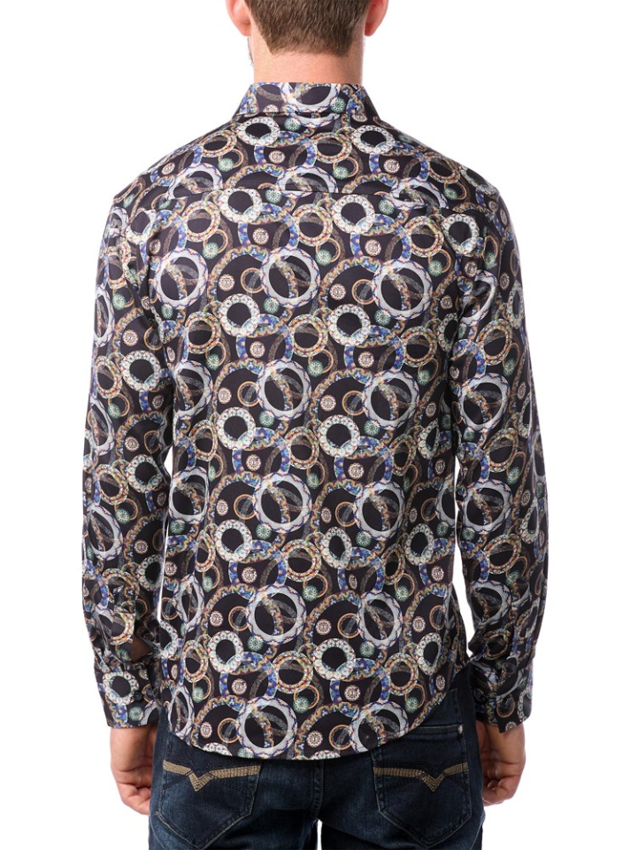 Chemise Marine foncée avec cercles de couleurs - VINCENT D'AMÉRIQUE  - 121629 - Vincent d'Amérique