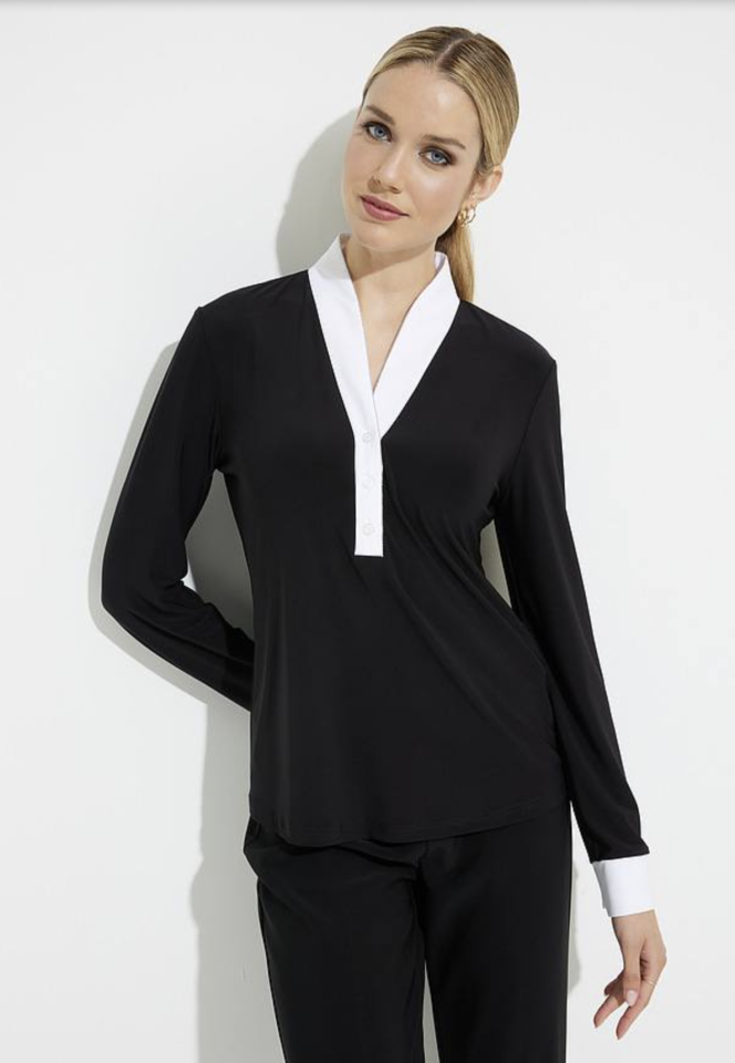 Blouse encolure blanche style chemisier - JOSEPH RIBKOFF 10 - - Joseph Ribkoff