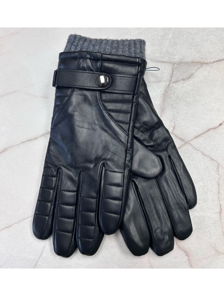 Gant en cuir d'agneau noir M - A32302M - 