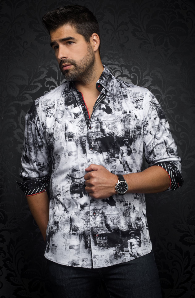 Chemise manches longues grise DUATO - AU NOIR  - - AU NOIR