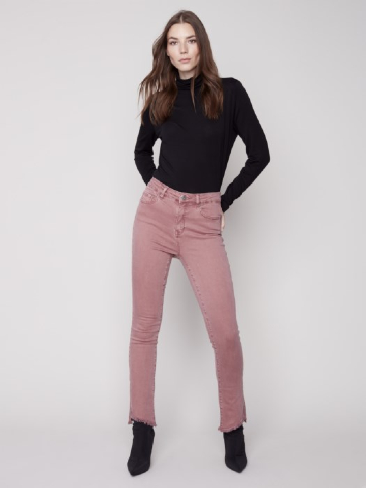 Pantalon bootcut avec ourlet asymétrique framboise - CHARLIE B 2