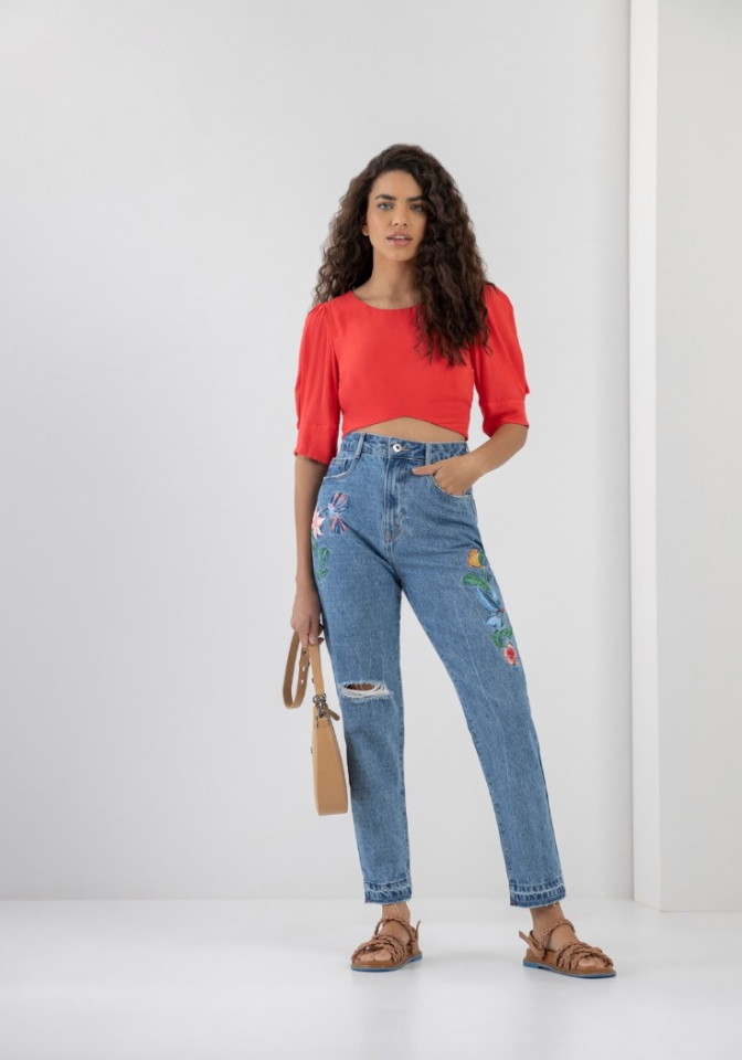Blouse écourté à manches bouffantes - LEZ À LEZ - 7258L - lezalez