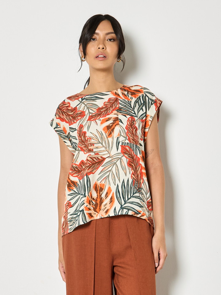 Haut imprimé feuilles de bananier – APRICOT - X178247 - APRICOT