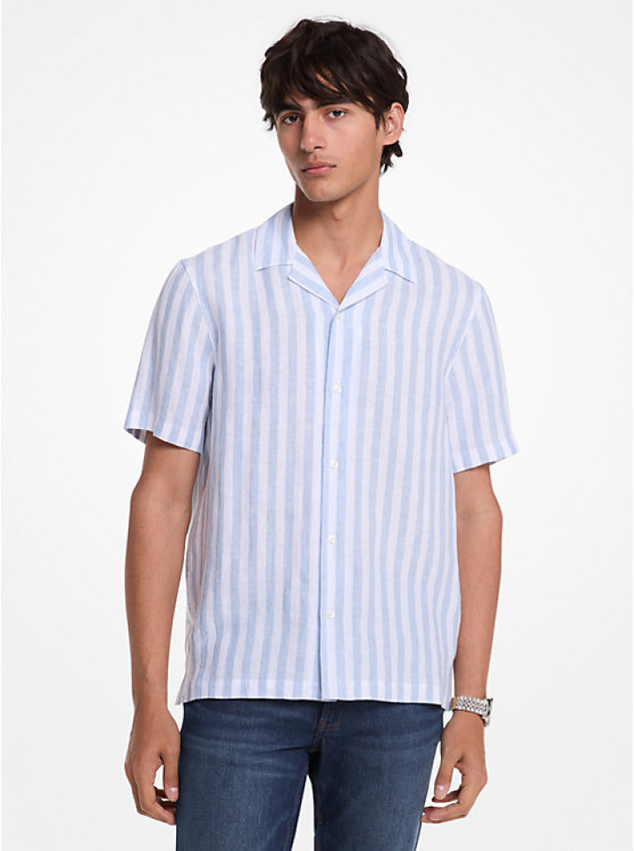 Chemise en mélange de lin et de coton à rayures - MICHAEL KORS - CS5405QHJ0 - Michael Kors