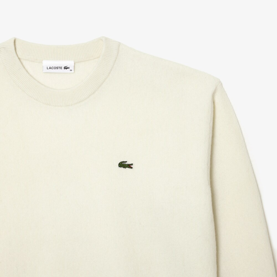 Pull à col rond en laine cardée - LACOSTE
