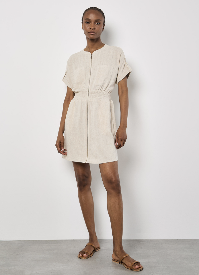 Robe Utility en Mélange de Lin - APRICOT 