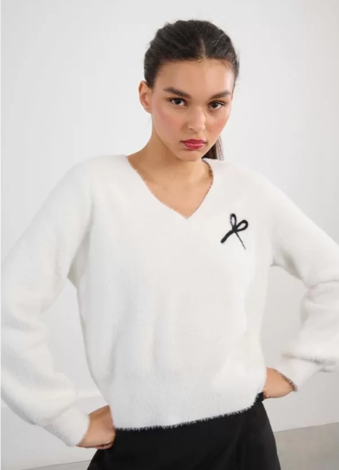 Pull fluffy orné d’un nœud – MOLLY BRACKEN - LALF160DN - Molly Bracken
